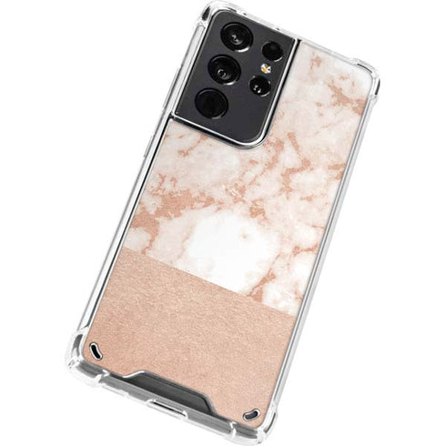 White Rose Gold Marble Galaxy S21 Ultra 5G Clear Case